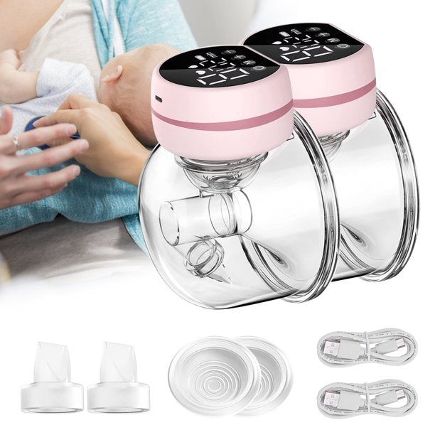 Wearable Breast Pump Hands Free, Portable Wireless Electric Breast Pump with 3 ModeS 9 Levels, Silicone Breastfeeding Breastpump Worn in-Bra, Low Noise & Painless with Massage 24mm