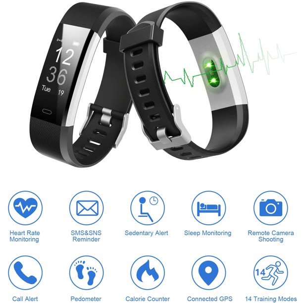 Smart Watch Fitness Tracker with Heart Rate Monitor, Bluetooth Activity Tracker with GPS, IP67 Waterproof, with Step Counter, Calorie Counter, Pedometer for Kids Women and Men