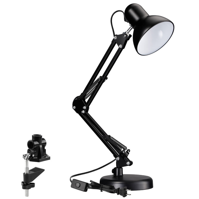 32" Black Swing-Arm Clamp-On Desk Lamp, Fit E26&E27 Bulbs Base, Application in Bedroom Living Room, Office Home(Does Not Include Base)