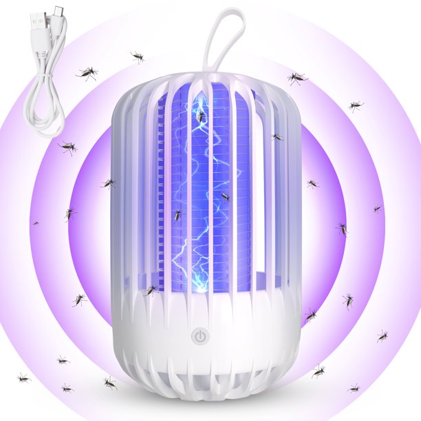 Bug Zapper Outdoor, USB Rechargeable Mosquito Zapper Killer for indoor, Portable Fly Zapper (White)