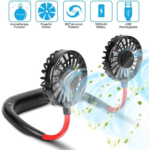 Portable Neck Fan, 360° Free Rotation, and Lower Noise Strong Airflow Headphone Design for Sport, Office, Home, Outdoor, Travel