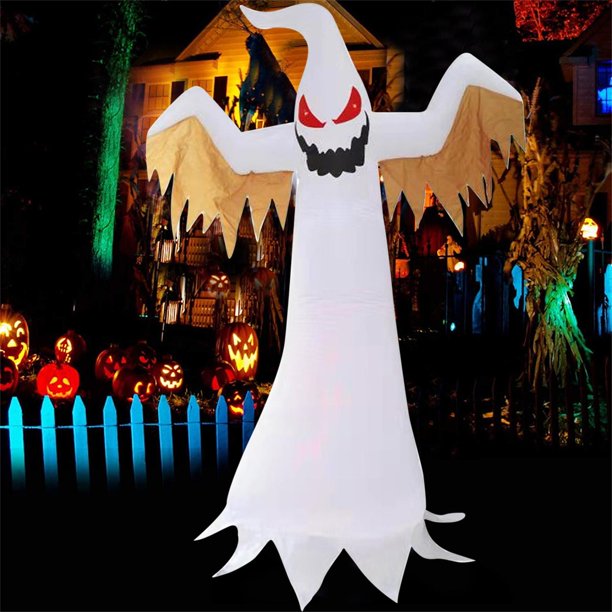 Vinmall Halloween Inflatables 8 Ft Red Eye Ghost with Color Changing LEDs Decoration, Outdoor Halloween Inflatables Party Decor for Yard