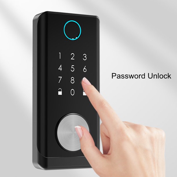 Smart Door Lock, Touchscreen Keypad Deadbolt, Keyless Door Entry for Exterior Door, Bluetooth Digital Door Lock Works with APP Control, IC Cards, Fingerprint Door Lock