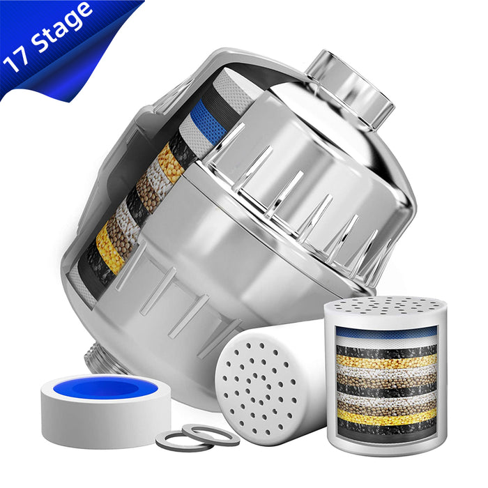 Shower Head Filter, Shower Water Filter Used To Remove Fluoride Heavy Metals, True 17 Shower Filter For Hard Water, Can Reduce Dry Skin,Itching, Dandruff And Eczema, Shower Head Water Purifier