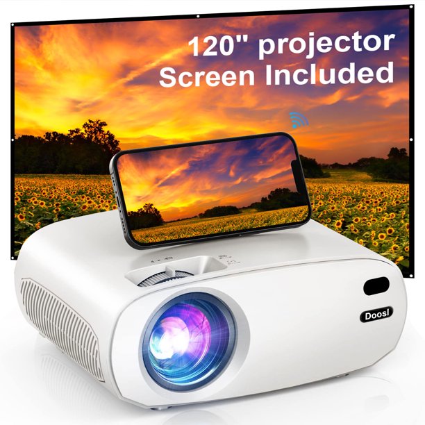 Doosl Mini Wifi Projector, 250'' Large Screen and 1080P Supported LED Home Theater Projector