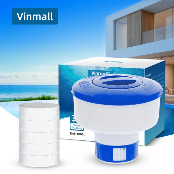 Vinmall 3 inch Chlorine Tablets for Pool Cleaning, with 5 inch Floater, 2.2 lbs