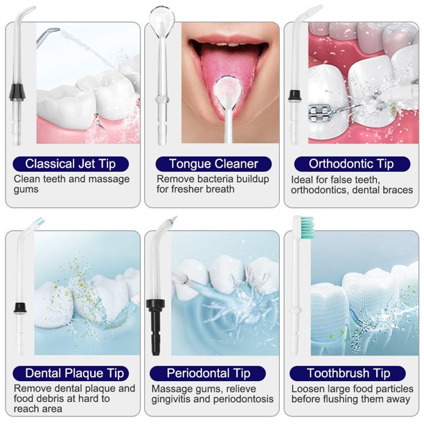 Water Flosser for Teeth, Dental Oral Irrigator 300ml with 360° Rotation Cordless Irrigator 3 Electric Flossing Modes IPX7 Waterproof 4 Jet Tips Water Pick Teeth Cleaner USB Charge for Home & Travel