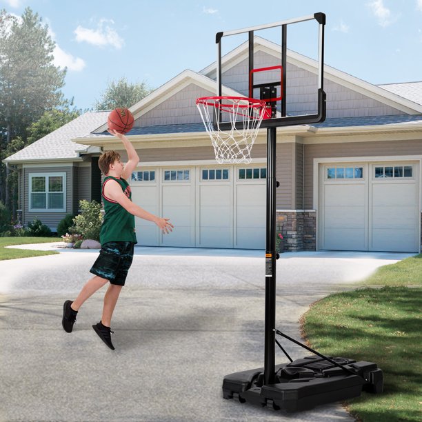 Vinmall Portable Basketball Hoop Goal, Outdoor Basketball System with 6.6-10ft Height Adjustment for Youth, Adults，S2