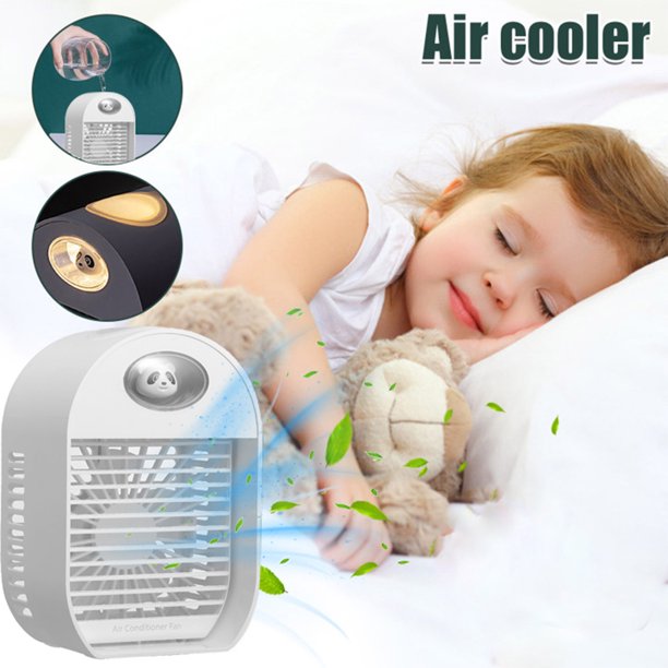 Air Conditioning Fan, Mini Desktop Air Cooler Humidifier, Silent & Portable Cooling Fan