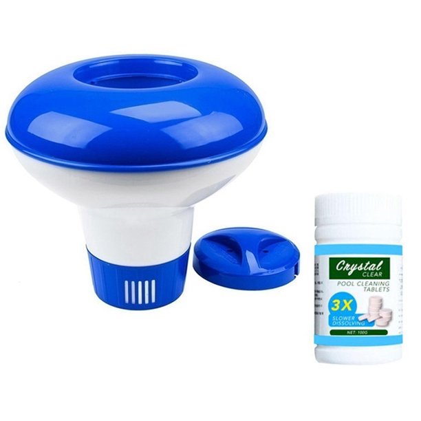 Floating Chlorine Tablet Dispenser,5" Chlorine Floater Tablet Dispenser,Pool Chlorine Floater,Floating Chlorinator for Pool,Spa, Hot Tub,and Fountain,Include 100 Pieces Chlorine Tablets