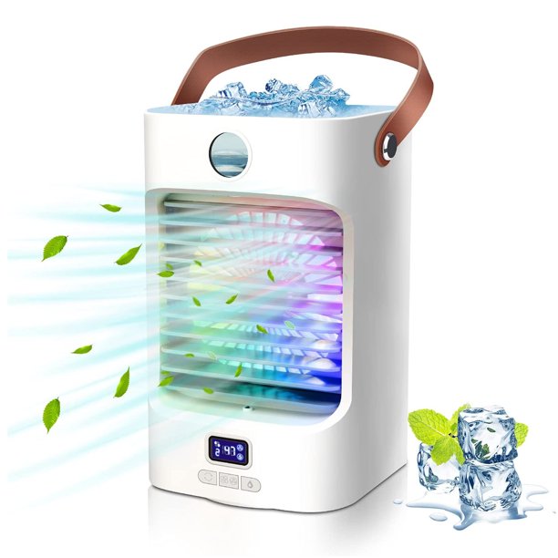 Vinmall Portable Air Cooler Fan with 3 Speed Modes, Rechargeable Colorful Night Light Humidifier, Mini Air Conditioner for Room Office