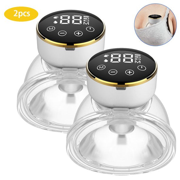 Vinmall Wearable Electric Breast Pumps, Hands-Free Breast Pump Touch Pane, 3 Modes 9 Levels Adjustment, LCD Display, Rechargeable Powered Wireless Portable Breast Pump ,24mm, 2pack, S2