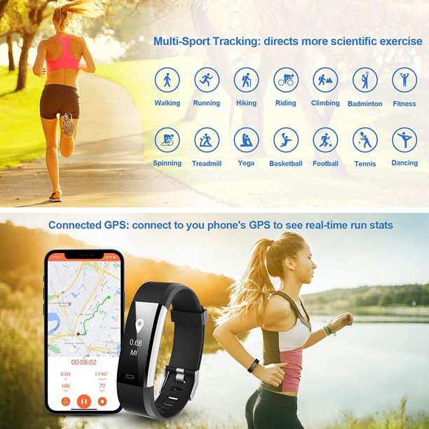 Fitness Tracker, Smart Fitness Watch with Heart Rate Monitor, Waterproof Smart Fitness Band with Step Counter, Calorie Counter, Pedometer Watch for Kids Women and Men