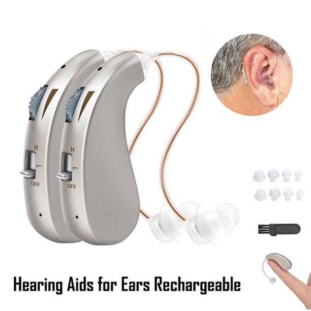 2pcs Hearing Aids for Ear, Mini Invisible Rechargeable Hearing Amplifier to Aid Hearing with Noise Cancelling and Volume Control for Adults or Seniors, Beige