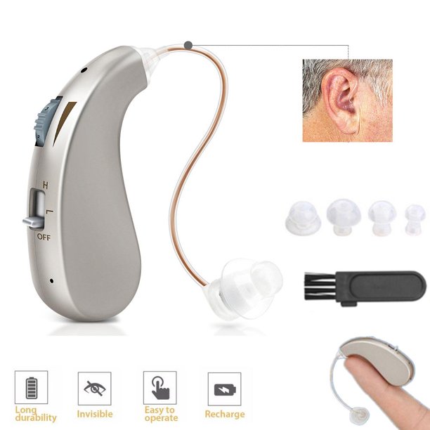 Doosl Hearing Aids for Ears, USB Rechargeable Digital Hearing Assistance Aid with Noise Reduction, Voice Enhancer Aids with Charging Case, Universal Fit Behind the Ear for Adults Seniors