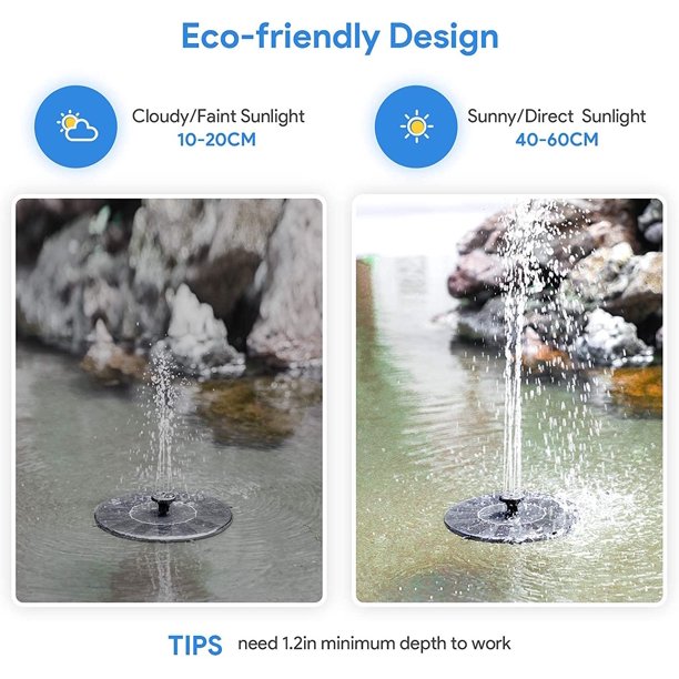 Solar Fountain Pump, Xpreen Solar Water Pump Floating Fountain Built-in Battery,for Bird Bath, Fish tank, Pond or Garden Decoration Solar Aerator Pump