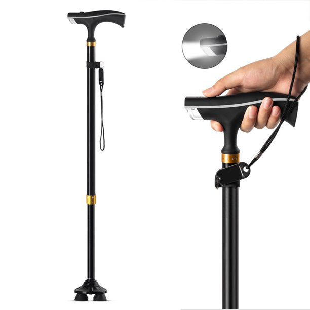 Vinmall Walking Cane for Men & Women, Portable Retractable Canes, Fall Alarmpivot Tip, Heavy Duty, Adjustable Canes for Seniors & Adults