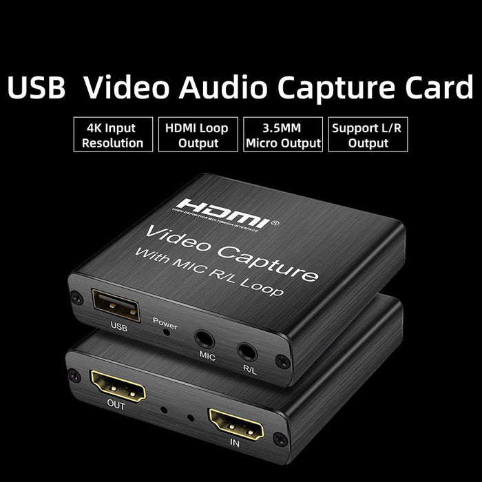 4K HDMI-compatible Capture Card,1080p Game Capture Card,USB 2.0 Recorder Box Device For Live Streaming Video Recording