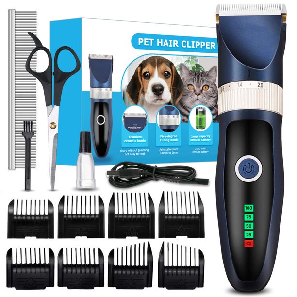 Dog Shaver Clippers Low Noise Rechargeable Cordless Electric Quiet Hair Clippers Set for Dogs Cats Pets