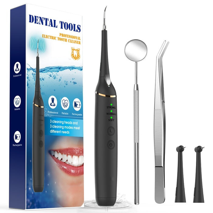 Home Rechargable Vibrition Sonic Dental Scaler,Tooth Calculus Remover Tooth Stains Tartar Cleaner Tool Whiten Teeth(Black)