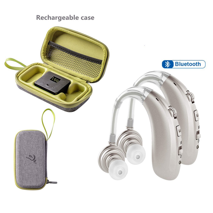 Hearing Aids for Ears with Bluetooth, Rechargeable Hearing device with Portable Charging Case, 2 Pack