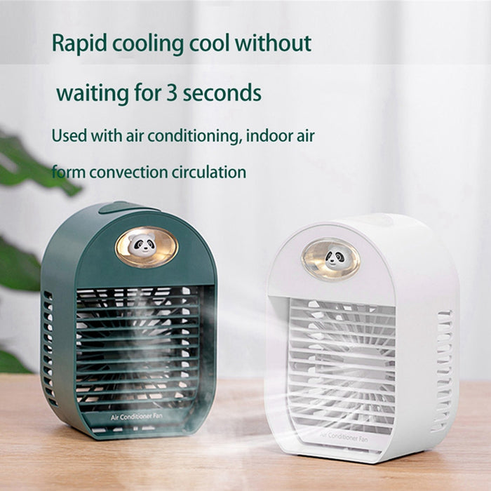 Portable Air Conditioner Personal Evaporative Air Cooler, 3 in 1 USB Air Cooling Fan with Humidifier and Colorful Atmosphere Light for Room/Office/Dorm/Bedroom/Camping, White