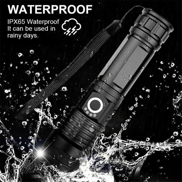 Rechargeable Flashlight, Super Bright, Waterproof, 5 Modes, Battery Included