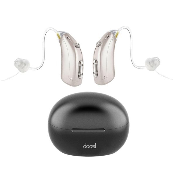 Rechargeable Hearing Aids for Both Ears, Vinmall Digital Hearing Amplifier with Charging Case, 1 Pair, Silver