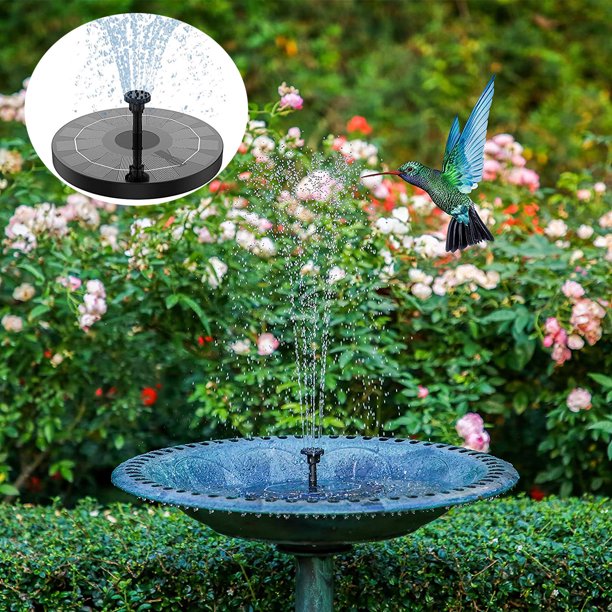 Solar Fountain, Small Solar Water Pump, Free Standing Submersible Solar Fountain Pump with Battery Backup & 6 Nozzles for Bird Bath, Garden, Small Pond, Pool, Fish Tank, Swimming Pool, Outdoor