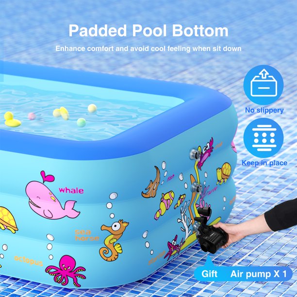 Inflatable Swimming Pool, Kiddie Swimming Pools, Family Swimming Pool Home Backyard Outdoor Bathing Tub Inflatable Paddling Pools Summer for Adult and kids