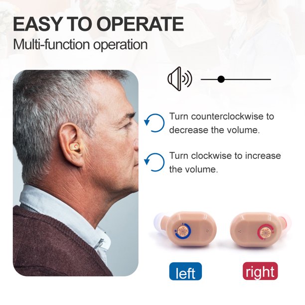 Vinmall Hearing Aids for Ears, Mini Invisible Rechargeable Hearing Amplifier to Aid Hearing with Noise Cancelling for Adults or Seniors Volume Control