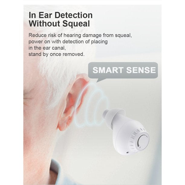 Upgraded Hearing Aids for Ears, Rechargeable Hearing Amplifier with Noise Cancelling for Adults Hearing Loss, Digital Ear Hearing Aids with Volume Control White