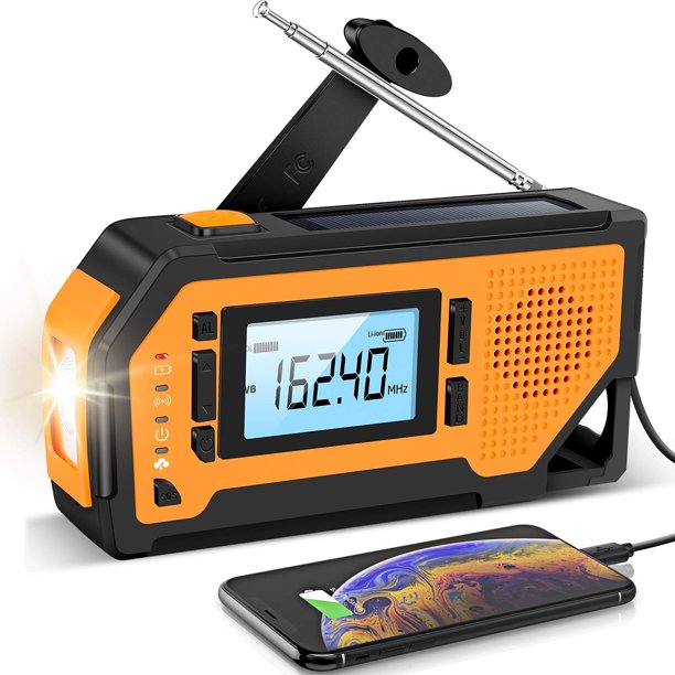 (2022 Newest) Emergency Radio Weather Alert Radio Solar Hand Crank Radio AM/FM/NOAA Weather Radio for Household and Outdoor, LED Flashlight, Earphone Jack, Bottle Opener