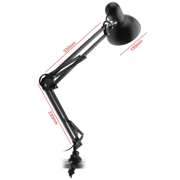 32" Black Swing-Arm Clamp-On Desk Lamp, Fit E26&E27 Bulbs Base, Application in Bedroom Living Room, Office Home(Does Not Include Base)