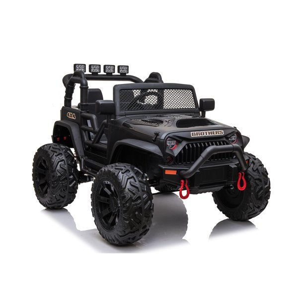 Kids Cars with Parent Remote Control, Double Drive Children Ride- on Car with 2 Seats Car, Led Lights and Music Board