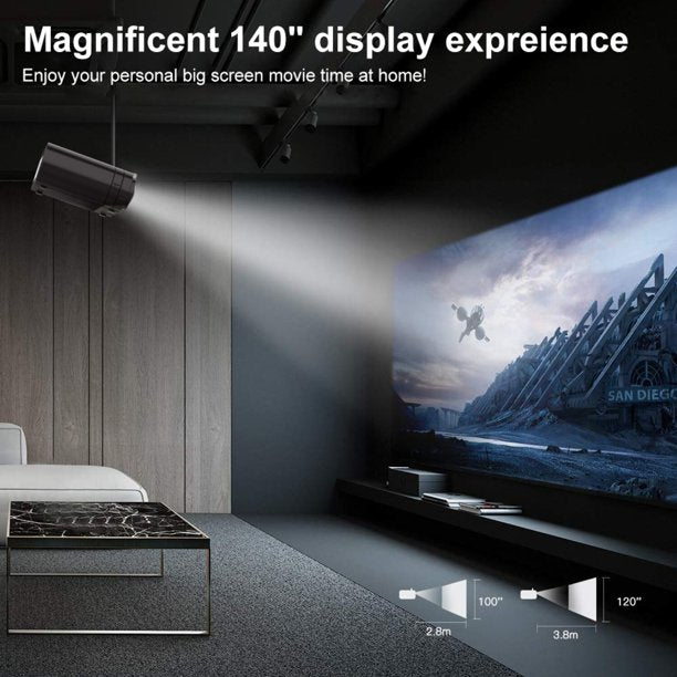 1080P WiFi Projector with 120'' Projector Screen, Support Bluetooth, Digital Zoom & HiFi Stereo