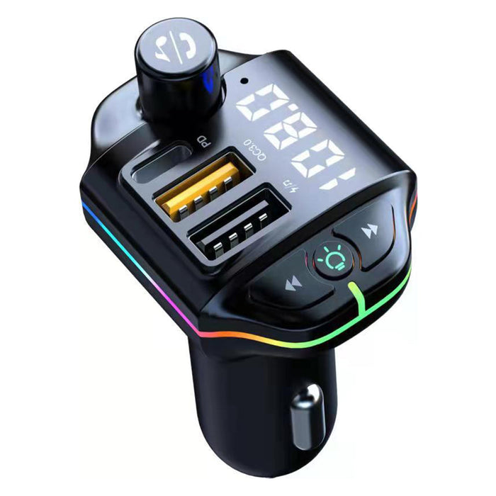 Car Charger Bluetooth Car Adapter with FM Transmitter and Wireless Hands-Free Calling, Black