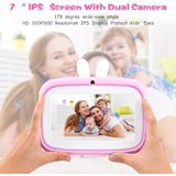 Doosl 7 Inch Kids Tablet 2GB RAM 32GB WiFi Andriod Educational Tablet Dual Camera with Learning Apps, Pink