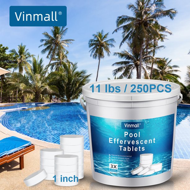 Vinmall 1 inch Pool Chlorine Tablets, Swimming Pool Chlorine Tablets for Spa Cleaning Tablets Effectively Clear