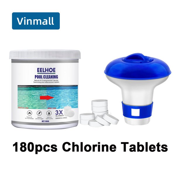 Vinmall 180g Chlorine Tablets and Chemical Dispense,Large Capacity and Adjustable Release,Tablets for Swimming Pool