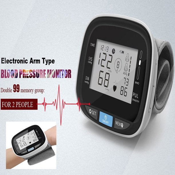 Wrist Blood Pressure Monitor, Large Blood Pressure Machine LCD Display, Fully Accurate Automatic Digital BP Machine For Home Use Irregular Heartbeat And Hypertension Detector, J01