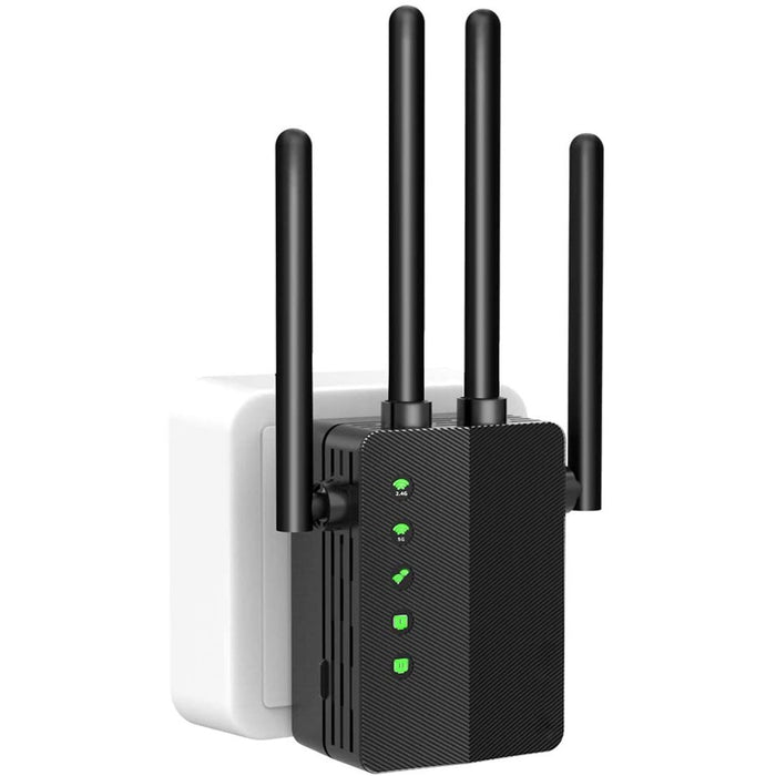 Doosl WiFi Range Extender, 1200Mbps Signal Booster Repeater with 2.4 & 5GHz Dual Band, Black