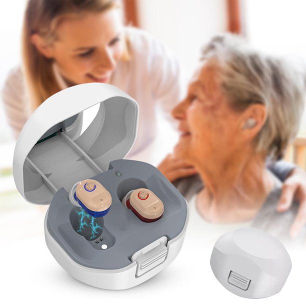 Invisible Hearing Aids for Ears, Rechargeable Hearing Aids with Charging Case TWS Noise-Cancelling Sound Amplifier