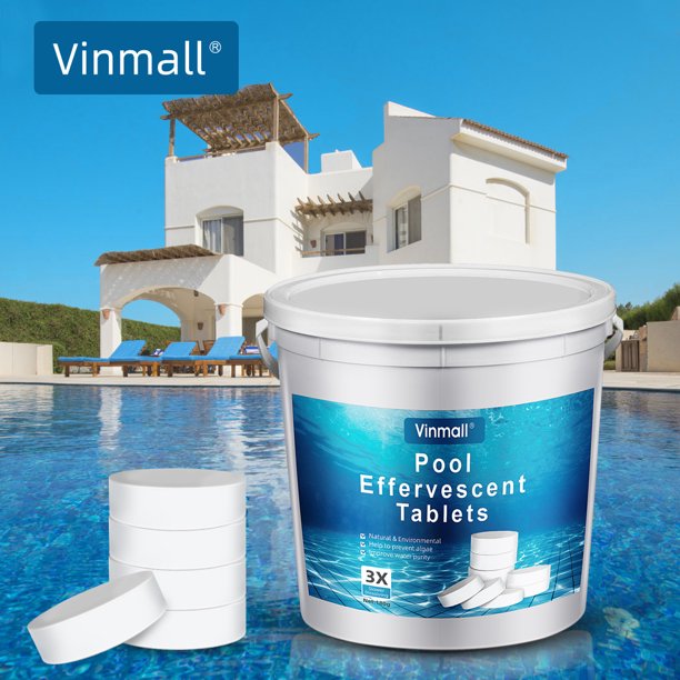 Vinmall Chlorine Tablets for Pool, Long-Lasting Slow Dissolving Pool Chlorine Tablet for Swimming Pool or Spa, 11 lbs,White