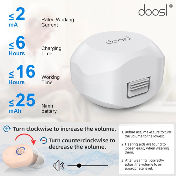 Doosl Hearing Aids for Ears Rechargeable, Hearing Amplifier for Seniors with Charging Case 1 Pairs