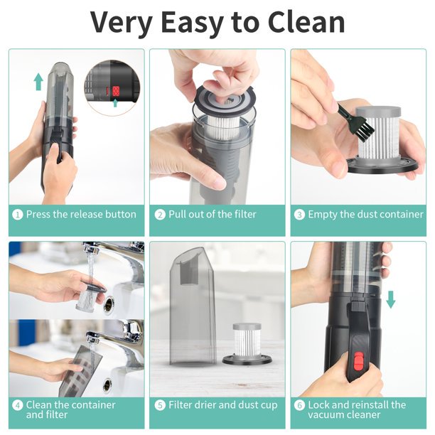 Handheld Vacuums Cordless, 7000Pa Powerful Suction Portable Hand Car Vac, 120W Rechargeable Lightweight Wet Dry Car Vacuum Cleaner for Pet Hair, Home and Car Cleaning, Up to 30 Mins Runtime