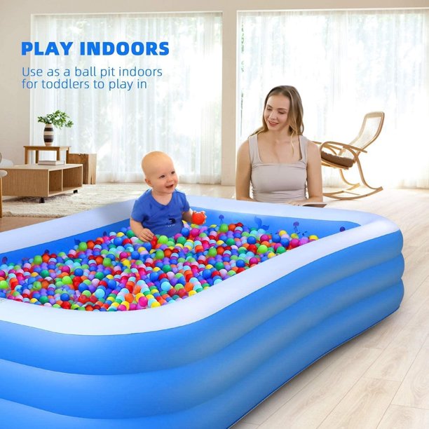 Inflatable Swimming Pool 106" X 70" X 24",Over Ground Lounge Inflatable Pool for Adults Kids,Blow Up Pool Kids Pools for Backyard,Outdoor, Garden, Summer Water Party(Blue)