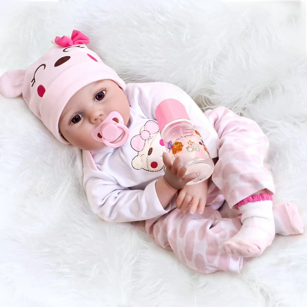 JoRocks 22" Reborn Baby Dolls , Newborn Baby Realistic Doll Handmade Lovely Lifelike Silicone Vinyl Baby Doll, Kids Toy Birthday Christmas Gift for Girls ,Pink