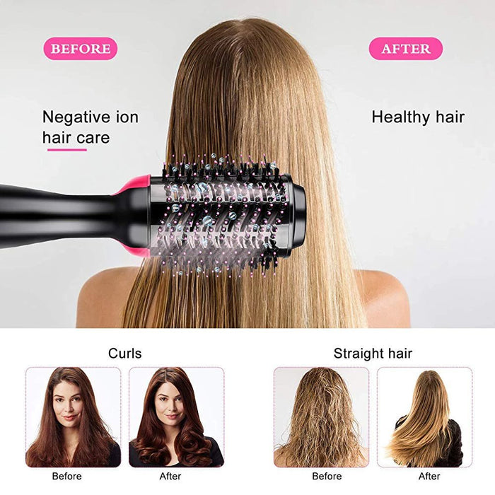 One Step Hair Dryer, IFANZE Volumizer Hot Air Hair Dryer Brush, Salon Negative Electric Blow Dryer Rotating Curler and Ion Hair Straightener Brush for Fast Drying Straightening Curling