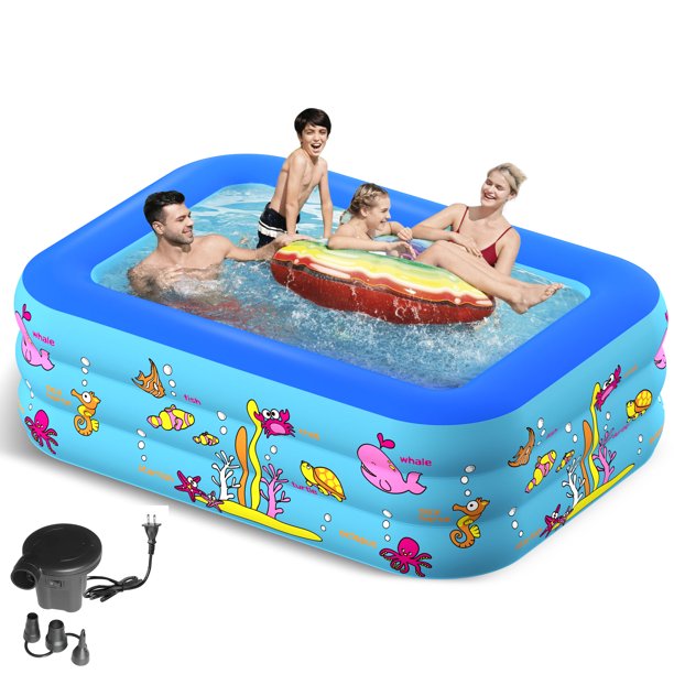 Kids Swimming Pool, Family Lounge Inflatable Pool BPA-free Premium PVC Pool, 3 Layer Thicken Inflatable Paddling Pools 83" x 57" x 25"